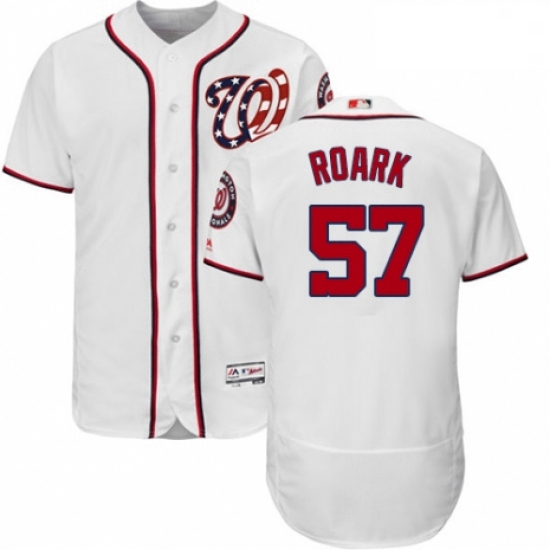 Mens Majestic Washington Nationals 57 Tanner Roark White Home Flex Base Authentic Collection MLB Jer