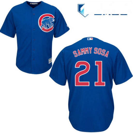 Mens Majestic Chicago Cubs 21 Sammy Sosa Replica Royal Blue Alte