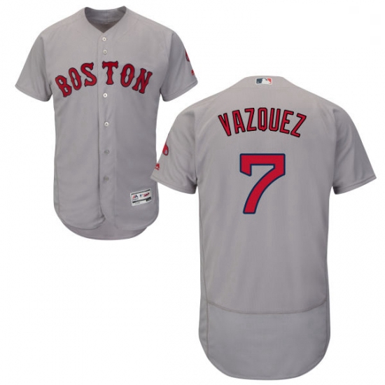 Mens Majestic Boston Red Sox 7 Christian Vazquez Grey Road Flex Base Authentic Collection MLB Jersey