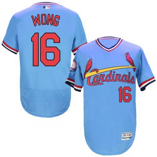 Mens Majestic St Louis Cardinals 16 Kolten Wong Light Blue FlexBase Authentic Collection MLB Jersey