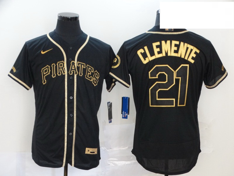 Pirates 21 Roberto Clemente Black Gold 2020 Nike Flexbase Jersey