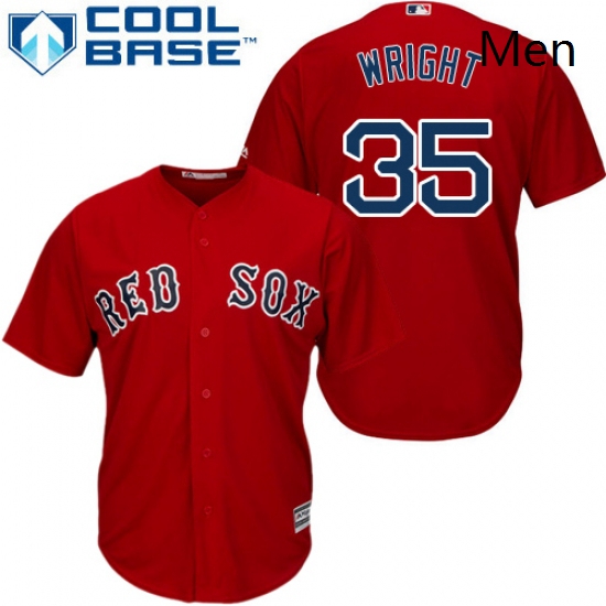 Mens Majestic Boston Red Sox 35 Steven Wright Replica Red Alternate Home Cool Base MLB Jersey