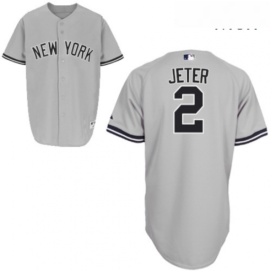 Mens Majestic New York Yankees 2 Derek Jeter Authentic Grey Name