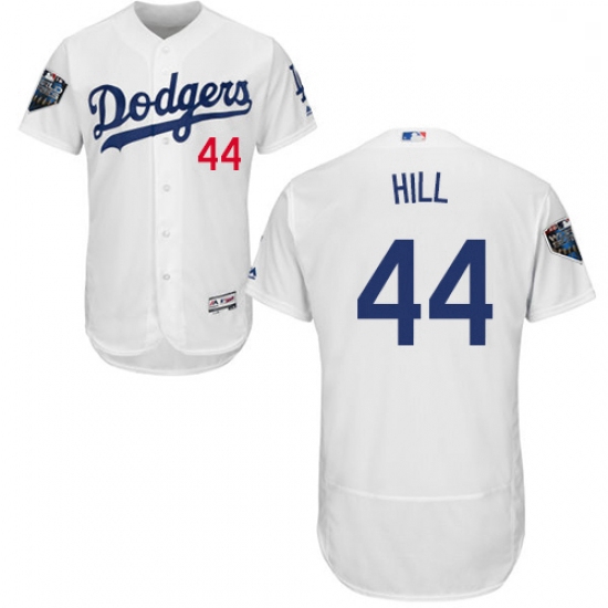 Mens Majestic Los Angeles Dodgers 44 Rich Hill White Home Flex Base Authentic Collection 2018 World 