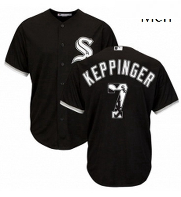 Mens Majestic Chicago White Sox 7 Jeff Keppinger Authentic Black Team Logo Fashion Cool Base MLB Jer