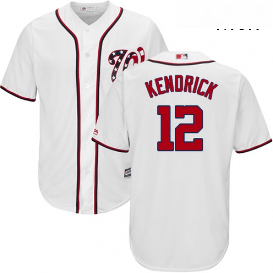 Mens Majestic Washington Nationals 12 Howie Kendrick Replica White Home Cool Base MLB Jersey