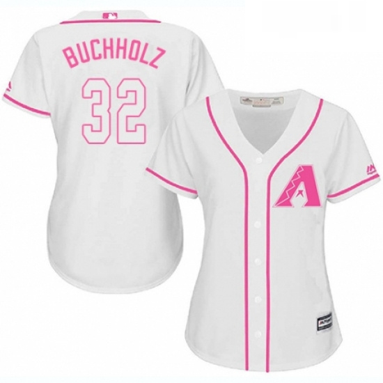 Womens Majestic Arizona Diamondbacks 32 Clay Buchholz Replica White Fashion MLB Jersey