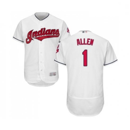 Mens Cleveland Indians 1 Greg Allen White Home Flex Base Authent