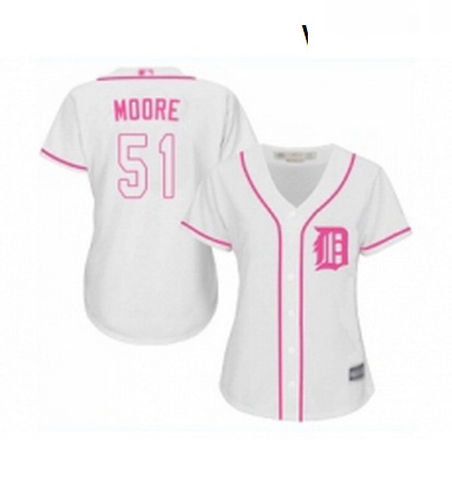 Womens Detroit Tigers 51 Matt Moore Replica White Fashion Cool Base Baseball Jersey