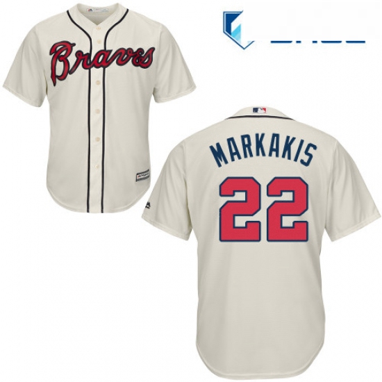 Youth Majestic Atlanta Braves 22 Nick Markakis Authentic Cream Alternate 2 Cool Base MLB Jersey