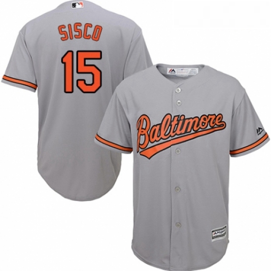 Youth Majestic Baltimore Orioles 15 Chance Sisco Authentic Grey Road Cool Base MLB Jersey