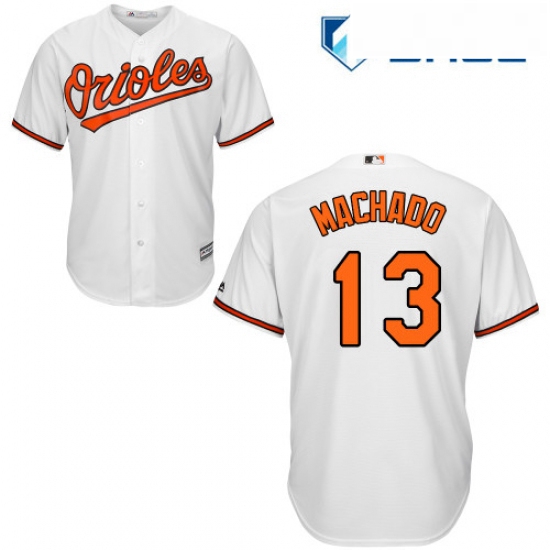 Youth Majestic Baltimore Orioles 13 Manny Machado Replica White Home Cool Base MLB Jersey