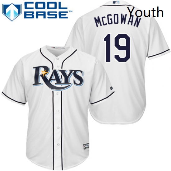 Youth Majestic Tampa Bay Rays 19 Dustin McGowan Authentic White Home Cool Base MLB Jersey