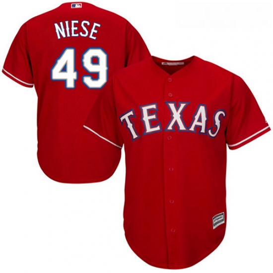 Youth Majestic Texas Rangers 49 Jon Niese Authentic Red Alternat