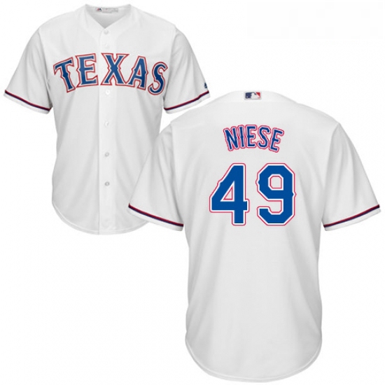 Youth Majestic Texas Rangers 49 Jon Niese Authentic White Home Cool Base MLB Jersey