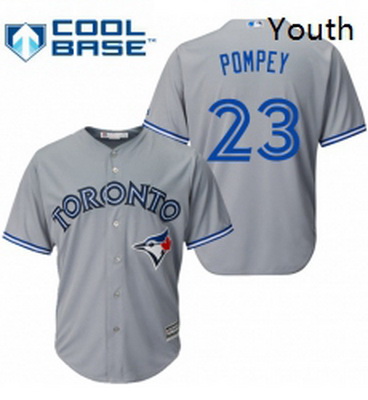 Youth Majestic Toronto Blue Jays 23 Dalton Pompey Authentic Grey Road MLB Jersey