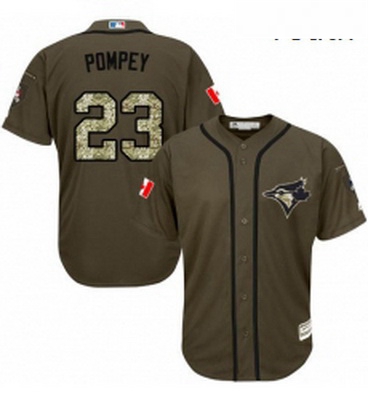 Youth Majestic Toronto Blue Jays 23 Dalton Pompey Replica Green Salute to Service MLB Jersey