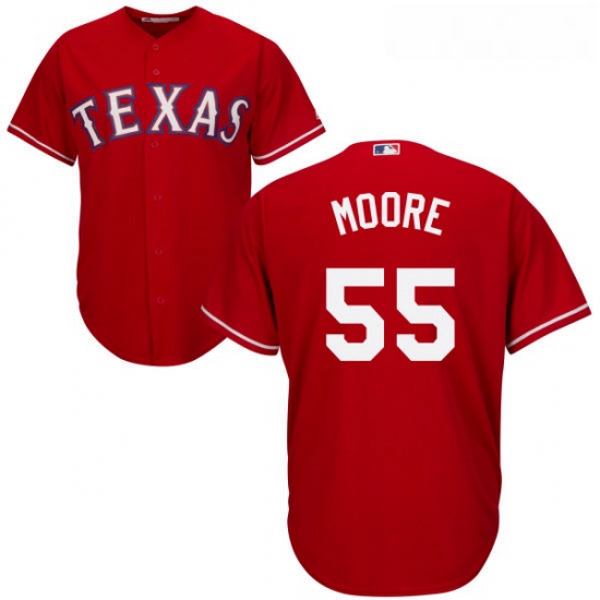 Youth Majestic Texas Rangers 55 Matt Moore Authentic Red Alternate Cool Base MLB Jersey