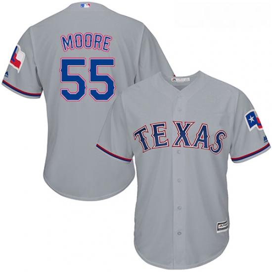 Youth Majestic Texas Rangers 55 Matt Moore Replica Grey Road Coo
