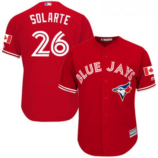 Youth Majestic Toronto Blue Jays 26 Yangervis Solarte Authentic Scarlet Alternate MLB Jersey