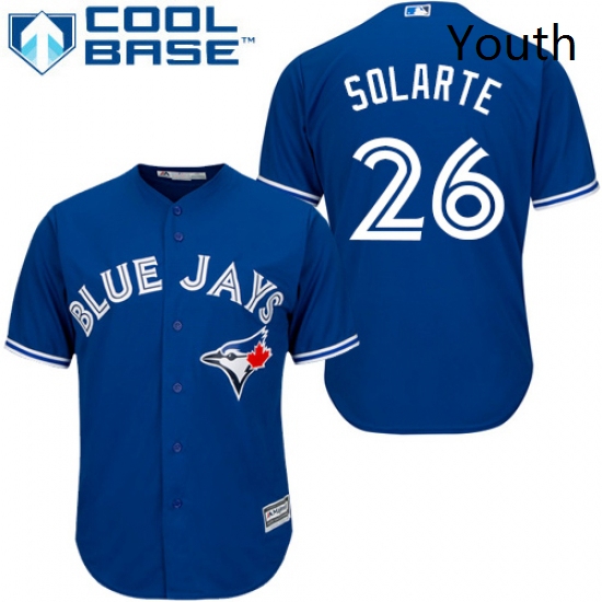 Youth Majestic Toronto Blue Jays 26 Yangervis Solarte Replica Blue Alternate MLB Jersey