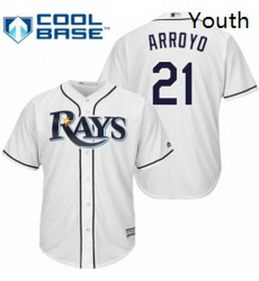 Youth Majestic Tampa Bay Rays 21 Christian Arroyo Replica White Home Cool Base MLB Jersey