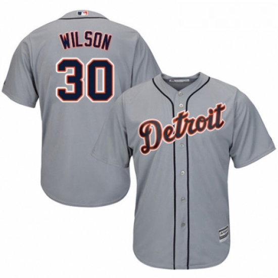 Youth Majestic Detroit Tigers 30 Alex Wilson Replica Grey Road Cool Base MLB Jersey