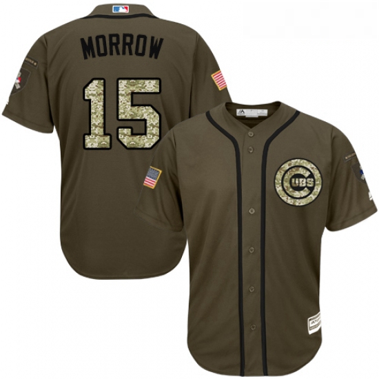 Youth Majestic Chicago Cubs 15 Brandon Morrow Authentic Green Salute to Service MLB Jersey