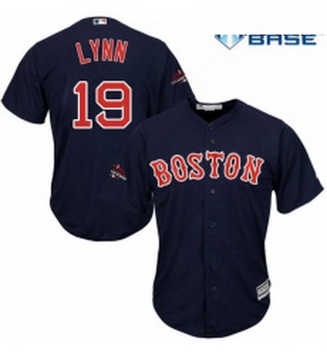 Youth Majestic Boston Red Sox 19 Fred Lynn Authentic Navy Blue Alternate Road Cool Base 2018 World S