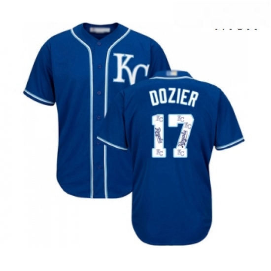 Mens Kansas City Royals 17 Hunter Dozier Blue Authentic Blue Team Logo Fashion Cool Base Baseball Je