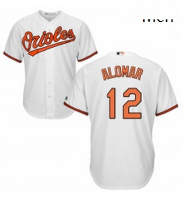 Mens Majestic Baltimore Orioles 12 Roberto Alomar Replica White Home Cool Base MLB Jersey