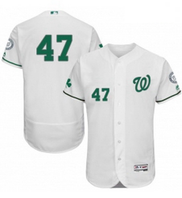 Mens Majestic Washington Nationals 47 Gio Gonzalez White Celtic Flexbase Authentic Collection MLB Je