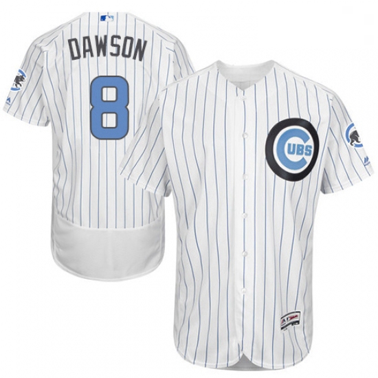 Mens Majestic Chicago Cubs 8 Andre Dawson Authentic White 2016 Fathers Day Fashion Flex Base MLB Jer