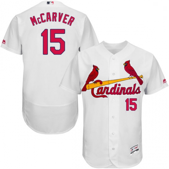 Mens Majestic St Louis Cardinals 15 Tim McCarver White Home Flex Base Authentic Collection MLB Jerse