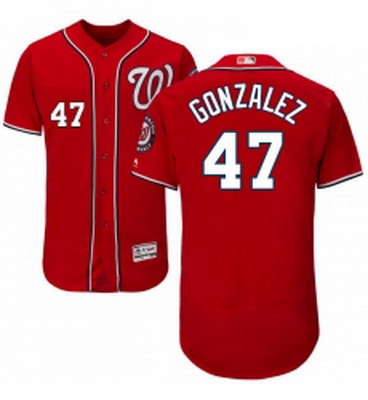 Mens Majestic Washington Nationals 47 Gio Gonzalez Red Alternate Flex Base Authentic Collection MLB 