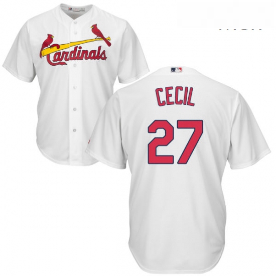 Mens Majestic St Louis Cardinals 27 Brett Cecil Replica White Home Cool Base MLB Jersey