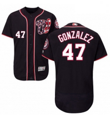 Mens Majestic Washington Nationals 47 Gio Gonzalez Navy Blue Alternate Flex Base Authentic Collectio