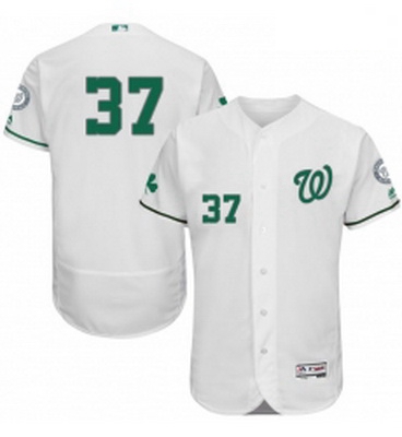 Mens Majestic Washington Nationals 37 Stephen Strasburg White Celtic Flexbase Authentic Collection M