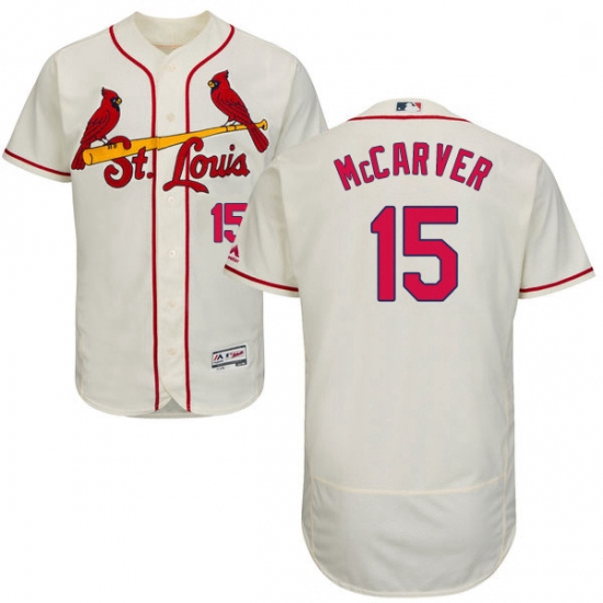 Mens Majestic St Louis Cardinals 15 Tim McCarver Cream Alternate Flex Base Authentic Collection MLB 