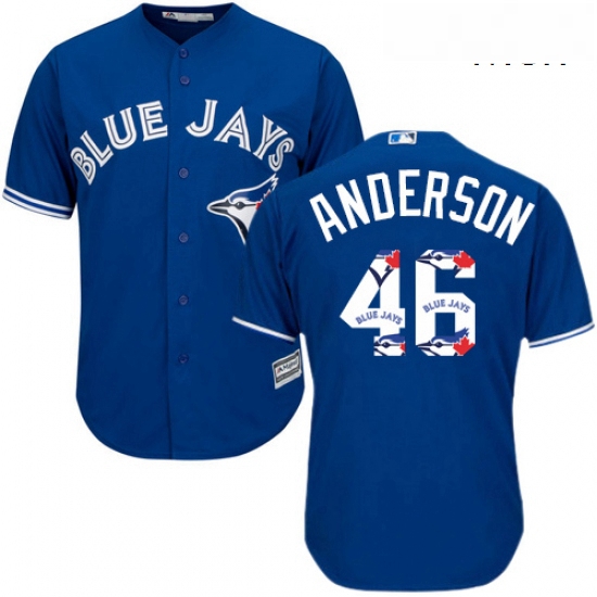 Mens Majestic Toronto Blue Jays 46 Brett Anderson Authentic Blue Team Logo Fashion MLB Jersey