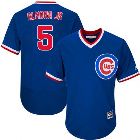 Mens Majestic Chicago Cubs 5 Albert Almora Jr Royal Blue Cooperstown Flexbase Authentic Collection M