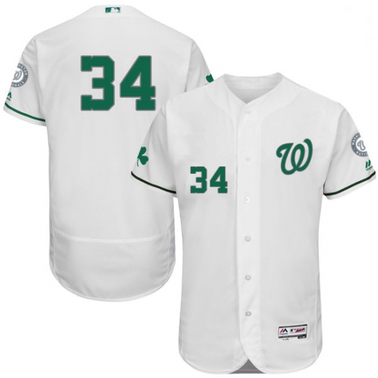 Mens Majestic Washington Nationals 34 Bryce Harper White Celtic Flexbase Authentic Collection MLB Je