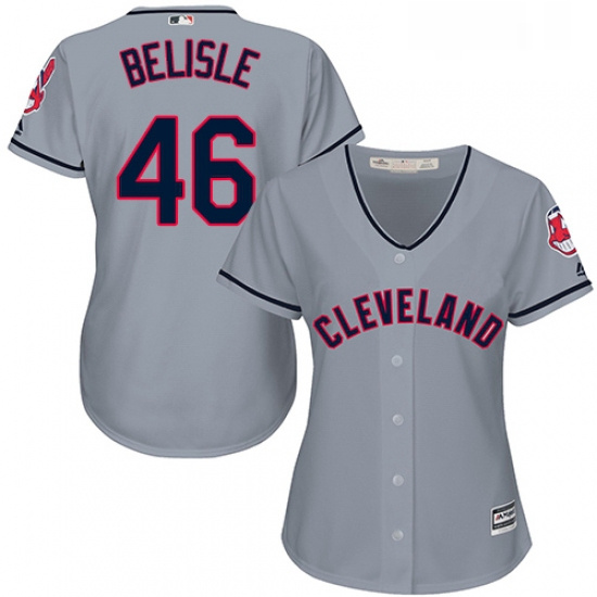 Womens Majestic Cleveland Indians 46 Matt Belisle Replica Grey Road Cool Base MLB Jersey