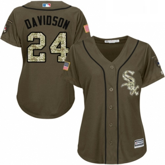 Womens Majestic Chicago White Sox 24 Matt Davidson Authentic Green Salute to Service MLB Jersey