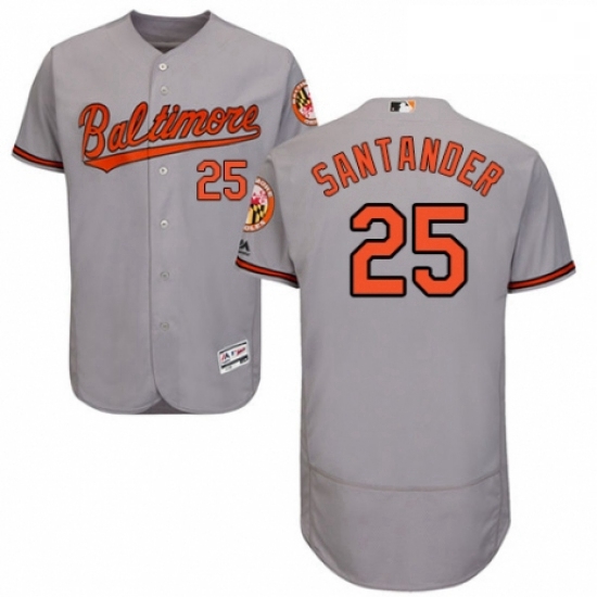 Mens Majestic Baltimore Orioles 25 Anthony Santander Grey Road Flex Base Authentic Collection MLB Je