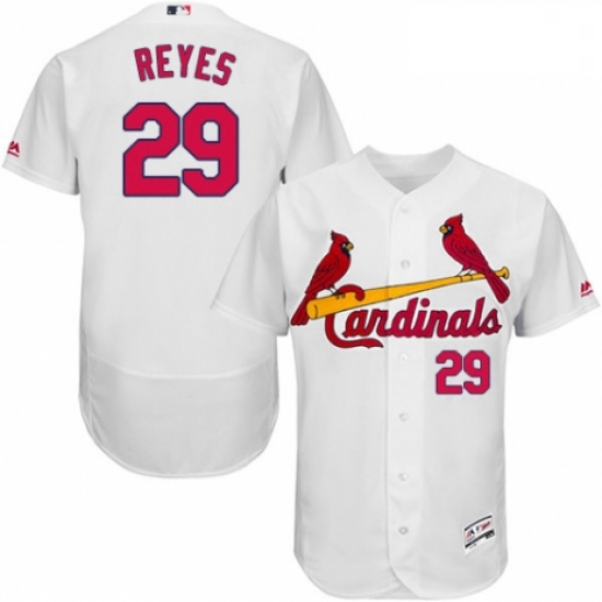 Mens Majestic St Louis Cardinals 29 lex Reyes White Home Flex Base Authentic Collection MLB Jersey