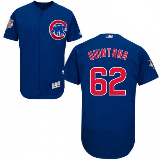 Mens Majestic Chicago Cubs 62 Jose Quintana Royal Blue Alternate Flexbase Authentic Collection MLB J