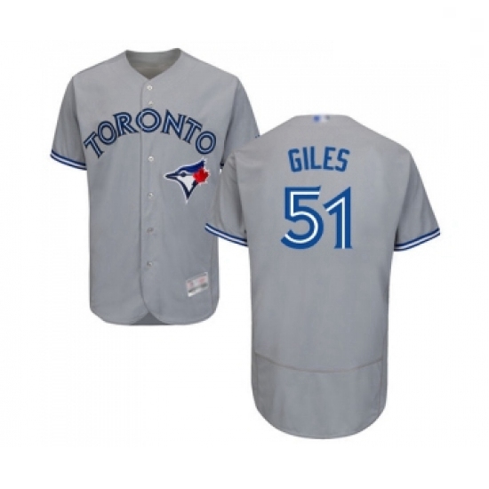 Mens Toronto Blue Jays 51 Ken Giles Grey Road Flex Base Authentic Collection Baseball Jersey