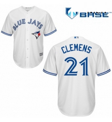 Mens Majestic Toronto Blue Jays 21 Roger Clemens Replica White Home MLB Jersey