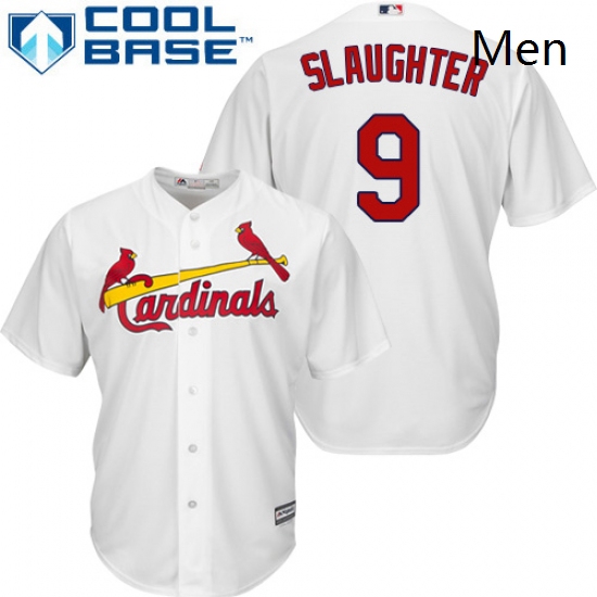 Mens Majestic St Louis Cardinals 9 Enos Slaughter Replica White Home Cool Base MLB Jersey